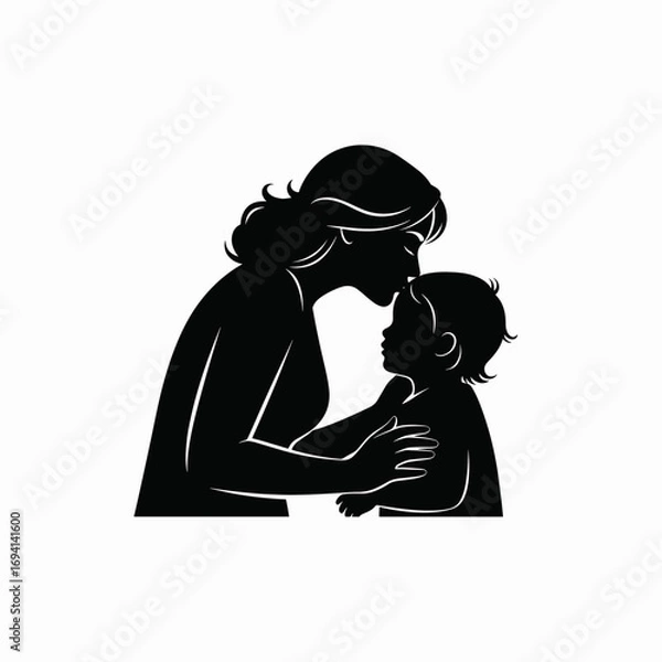 Obraz Loving mother gently kissing her childs forehead with tender affection and care
