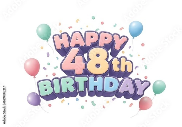 Obraz Happy 48th birthday colorful balloon design