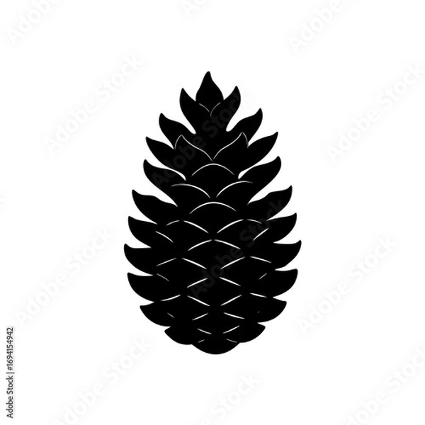 Fototapeta Silhouette illustration of a pine cone on transparent background