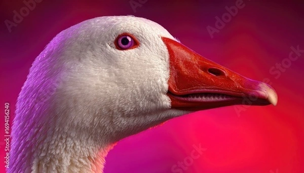 Obraz Close-up of a goose's head, showcasing detailed plumage and vibrant colors.