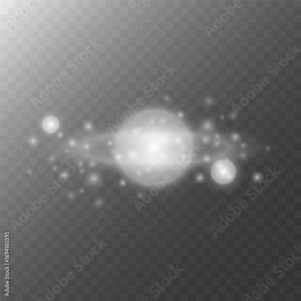 Obraz An abstract planet with sparkling particles and stars.