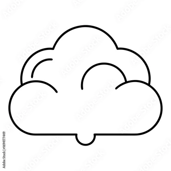 Fototapeta Simple cloud outline silhouette isolated on white background