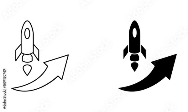 Fototapeta rocket with arrow up icon vector