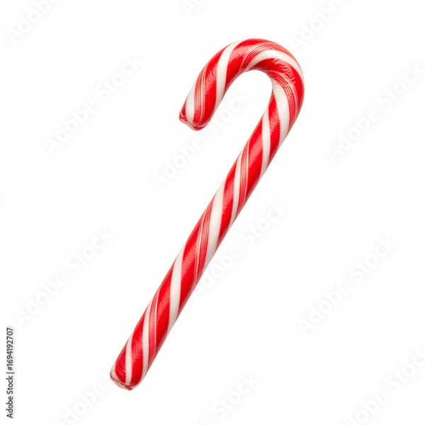 Fototapeta Red and white striped candy cane isolated on transparent background