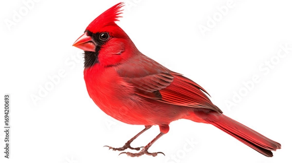 Obraz A vibrant red cardinal perched against a stark black backdrop displaying its distinct features clearly