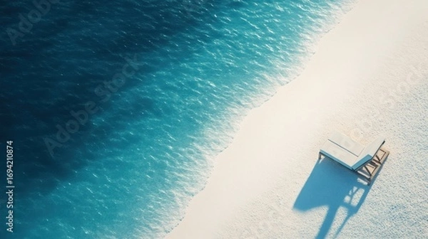 Fototapeta Azure serenity meets pristine sands a beachfront haven with a tranquil retreat beckons contemplation