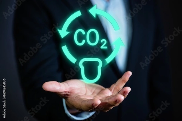 Fototapeta Carbon capture technology and co2 recycling concept for sustainable environment future