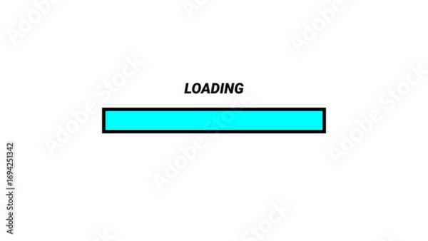 Fototapeta Vector simple progress loading bar animation on white background cyan