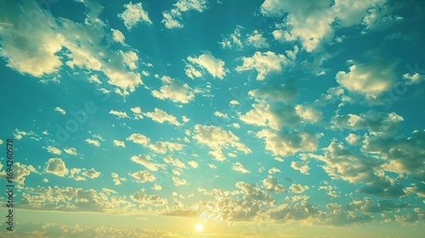 Fototapeta Peaceful Landscape View of Sky and Beautiful Clouds in Natural Setting