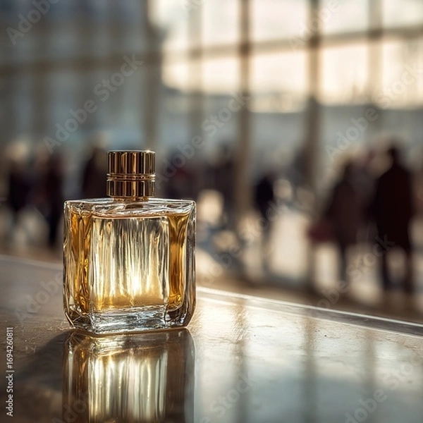Obraz A close-up shot of an elegant perfume bottle
