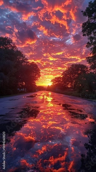 Fototapeta Landscape Image Featuring a Gorgeous Sky with Natural Cloud Formations
