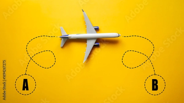 Fototapeta Traveling from point A to point B, travel and holidays concept