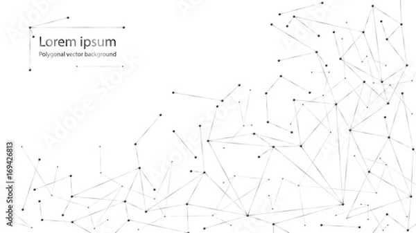 Fototapeta abstract polygonal particles on white background. Dots and lines