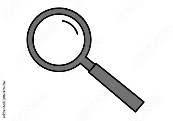 Fototapeta Simple gray magnifying glass icon isolated on transparent background for visual search concepts