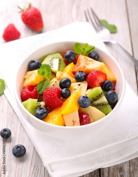 Obraz Colorful fruit salad in bowl