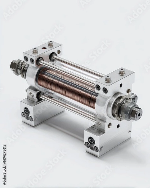 Fototapeta Precision Engineered Coil Assembly with Transparent Housing and Metal Parts