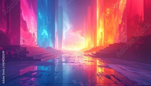 Obraz Colorful futuristic corridor (2)