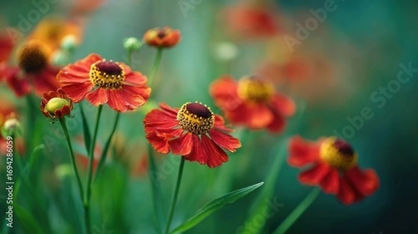 Obraz Beautiful red flowers in garden