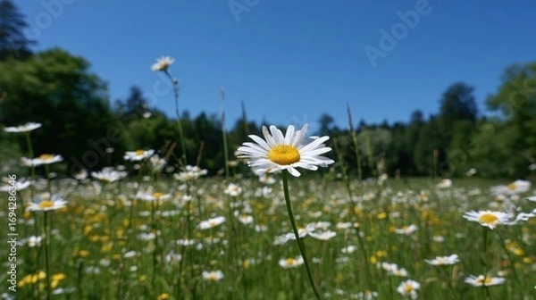 Obraz White daisies field under sunny sky