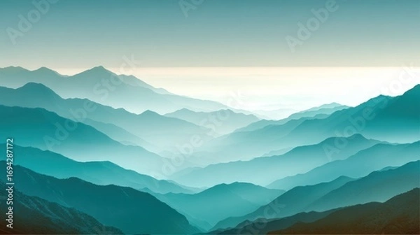 Obraz Misty mountain layers landscape