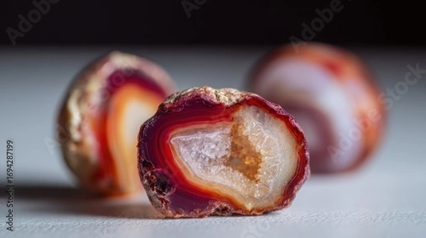 Obraz Red agate slice close up