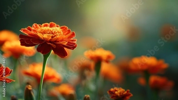Obraz Orange and red flowers close up