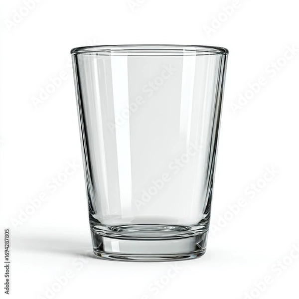 Fototapeta Clear Glass Drinking Tumbler with Simple Elegant Design on White Background