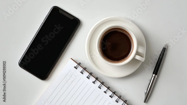 Obraz Coffee break workspace setup