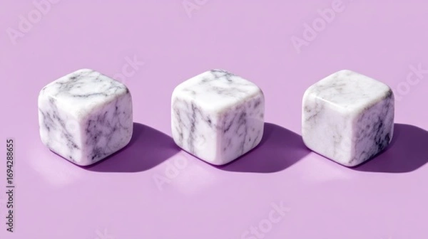 Obraz White marble cubes on purple background