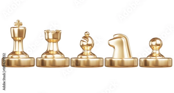Fototapeta 3d render of Golden chess collection