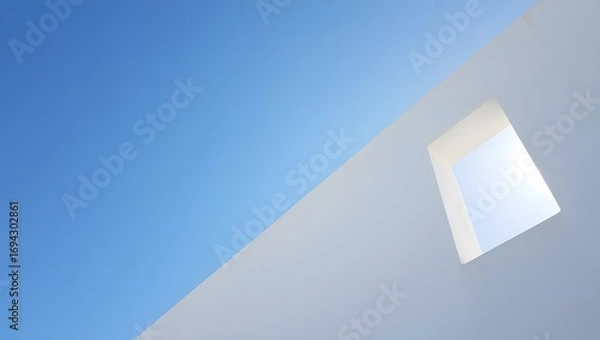 Fototapeta Abstract Geometric Design - Blue Sky View Through Open Doorway