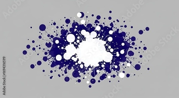 Fototapeta Abstract splatter paint background in vibrant blue and white tones