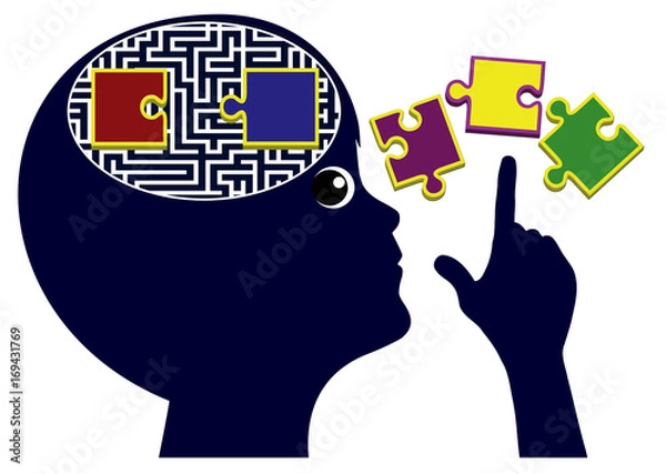 Obraz Teaching Kids Thinking Skills. Self-centered learning and brain development in early childhood education