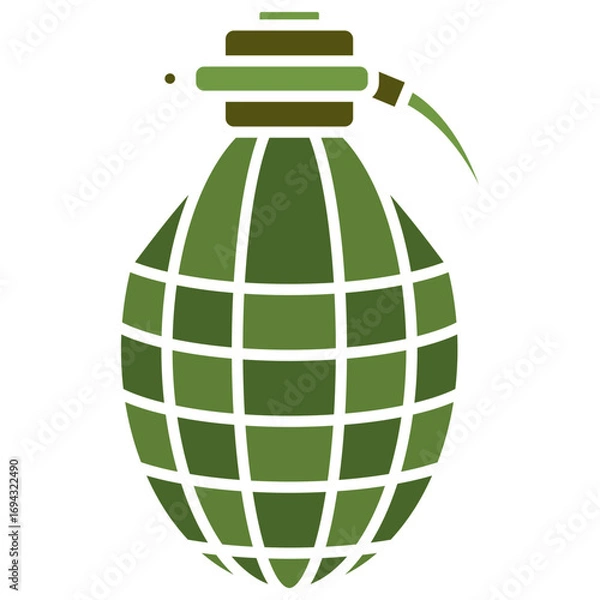 Obraz Flat Design Green Hand Grenade Weapon Danger War Object Isolated