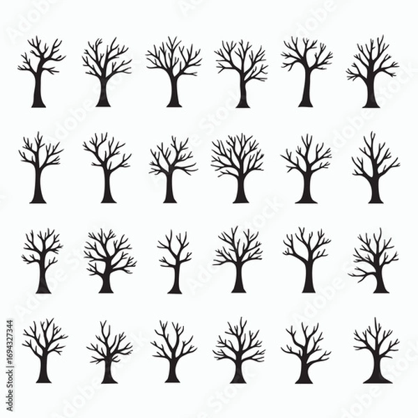 Fototapeta Oak tree silhouette isolated on white background. Tree logo. Vector icon