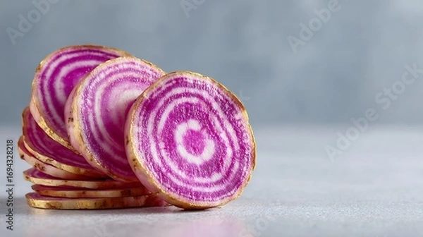 Fototapeta Vibrant Slices of Watermelon Radish: A Culinary Delight