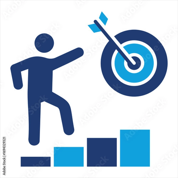 Obraz Goal Flat Blue Icon Vector Illustration