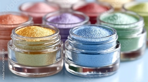 Fototapeta Vibrant Eyeshadow Palette: A Colorful Collection of Makeup Pigments