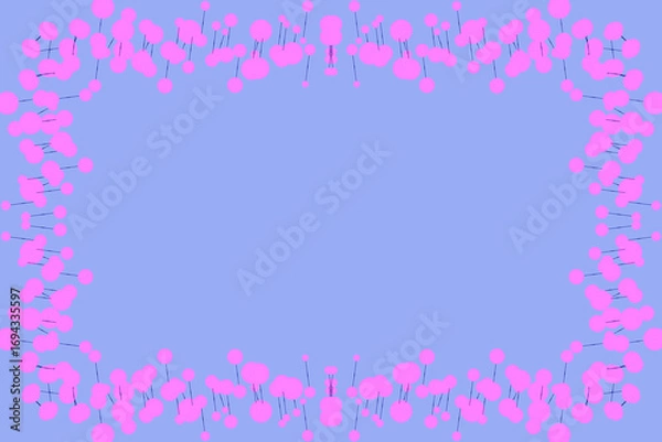 Fototapeta 背景素材（ブルーの背景にポップな花のフレーム）