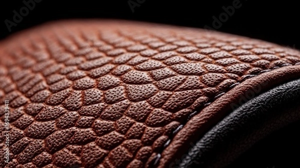 Obraz Close-up of a brown leather texture. the texture appears to be textured and has a snake skin-like pattern. the color of the leather is a warm, earthy brown with a subtle sheen.