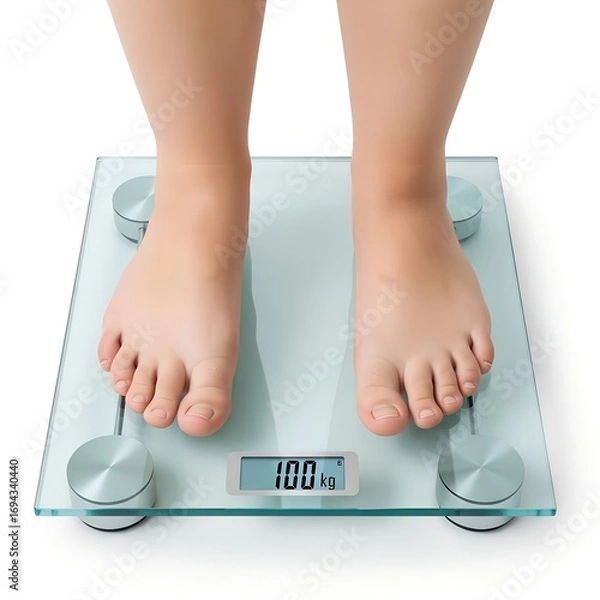 Fototapeta female feet on scale