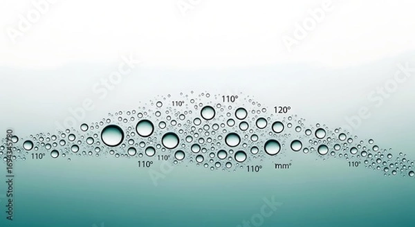 Fototapeta Water Droplets With Degree Measurements Representing Scientific Experimentation And Findings