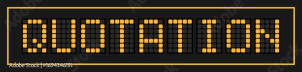 Fototapeta Orange color led banner in word quotation on black background