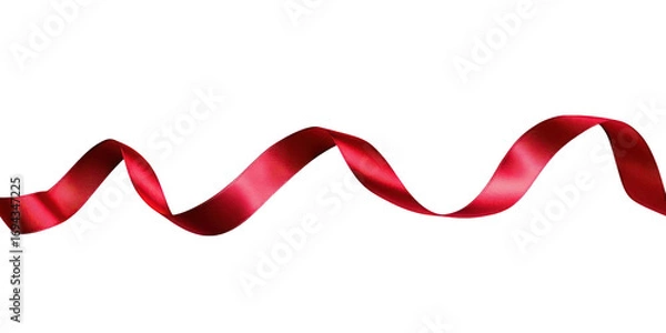 Fototapeta Wavy Red Ribbon Curled and Twisted graphic design isolated on a transparent background