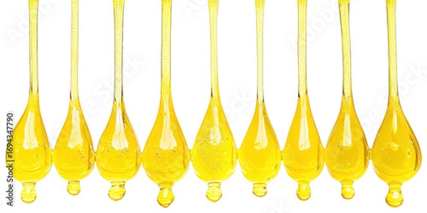 Fototapeta Yellow Liquid Drops Dripping blur real isolated on a transparent background
