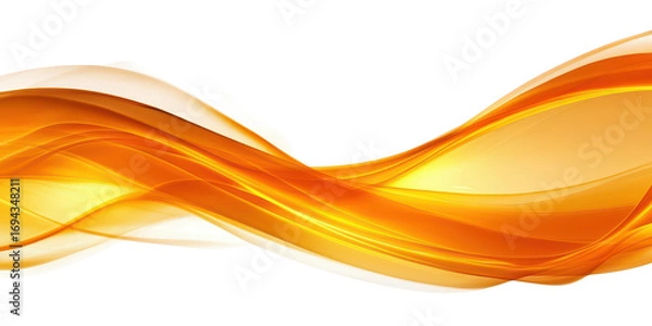 Fototapeta Abstract Orange and Yellow Flowing Ribbon on Transparent Background graphic design isolated on a transparent background