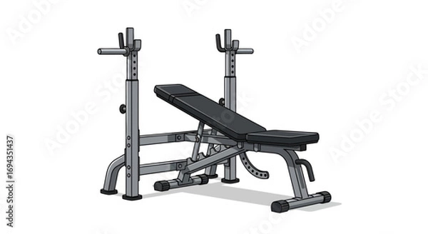 Fototapeta Adjustable weight bench with safety supports, ideal for strength training exercises.