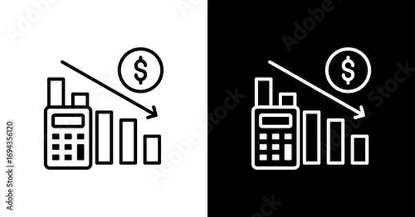 Obraz Expense Reduction White Icon Set Design