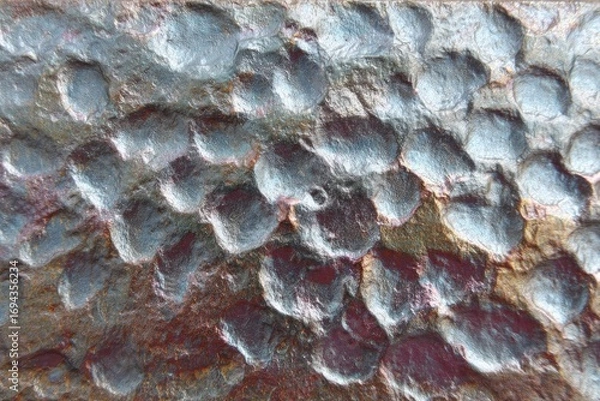 Obraz Textured metal surface with hammered, bumpy pattern