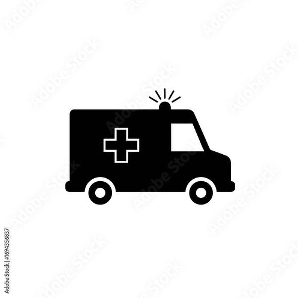 Fototapeta A simple black and white graphic illustration of a heart with a cardiogram line inside, symbolizing health and life